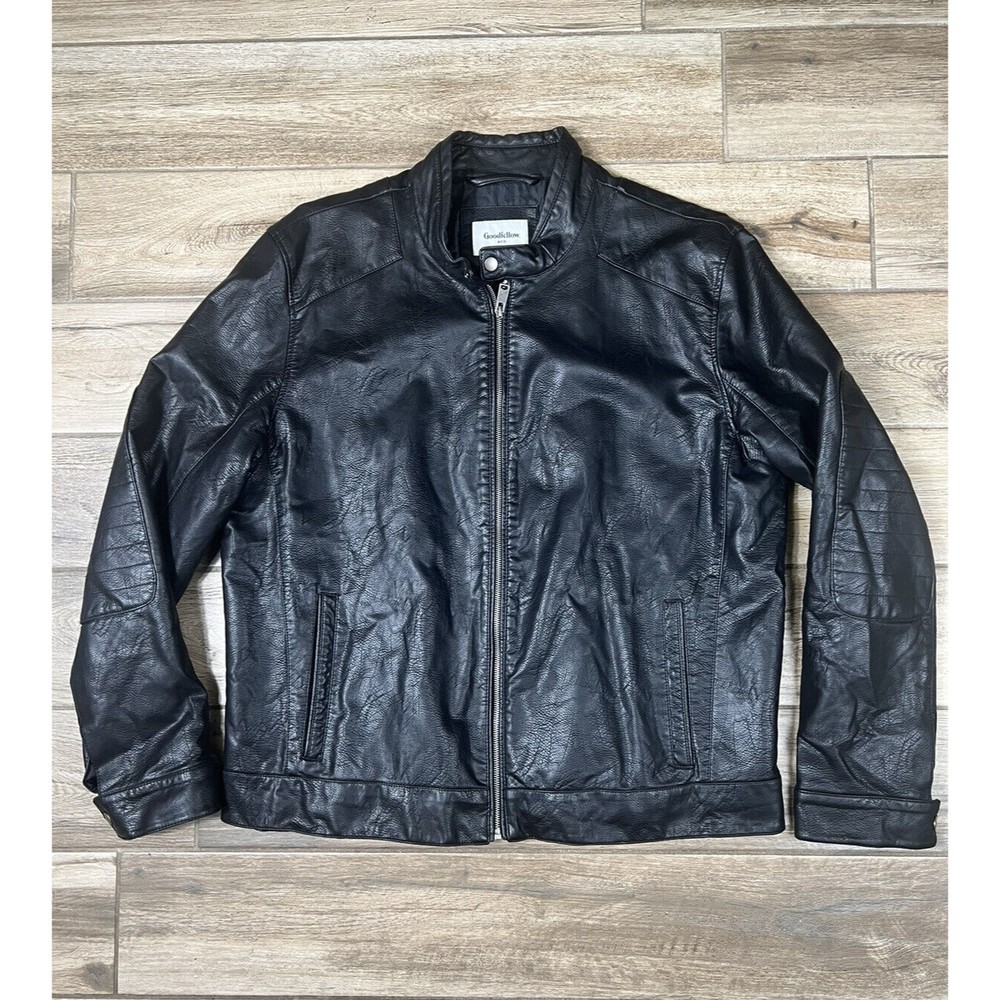 Goodfellow Faux Leather black motorcycle Jacket Men's XL